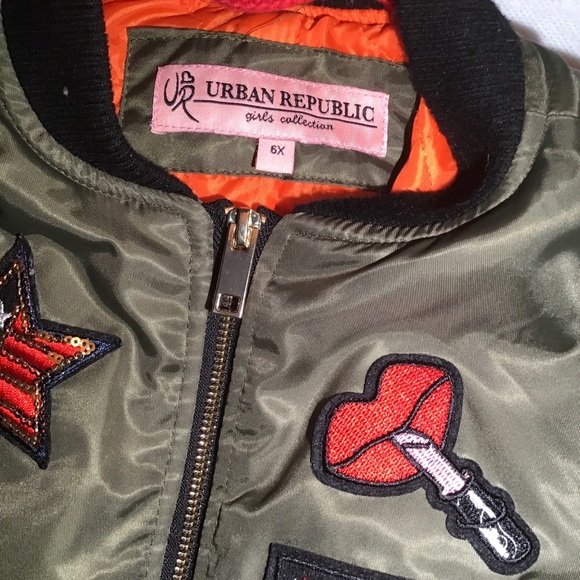 Urban republic girls collection patchwork army green jacket size 6X - Picture 7 of 8